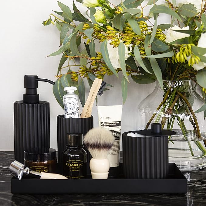 Bathroom Accessory Set, Bathroom Sets Accessories, Matte Black Bathroom Accessories Sets Complete, Bathroom Assesssories Set, Farmhouse Bathroom Decor, Bathroom Soap Dispenser Set, Boho Bathroom Decor