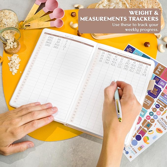 Legend Wellness Planner & Food Journal – Daily Diet & Health Journal with Weight Loss, Measurement & Exercise Trackers – Lifestyle & Nutrition Diary – Lasts 6 Months, A5 size – Seashell Gold