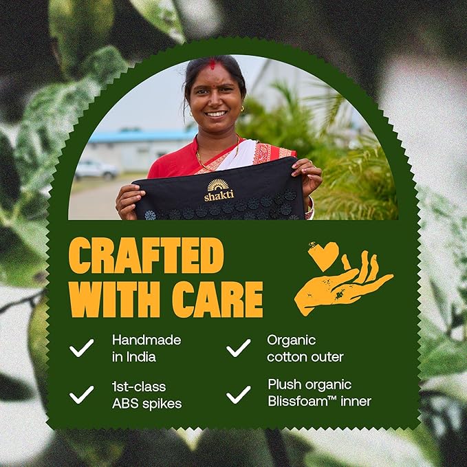 ShaktiMat Premium Acupressure Mat, Level 1 Intensity in Shakti Black, Massage Muscles, Aid Sleep & Unlock Inner Tension | Similar to Acupuncture | FSA/HSA Eligible | Organic Cotton Certified