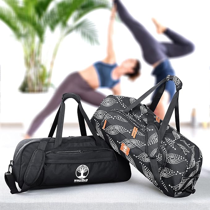 Yoga Mat Bag Carrier with 8-Pocket & Wet Pocket, Air Vent | Large Yoga Mat Holder Fits Thick Mats & Blocks | Gym Duffle Bag for Women & Men