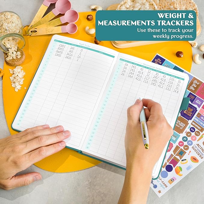 Legend Wellness Planner & Food Journal – Daily Diet & Health Journal with Weight Loss, Measurement & Exercise Trackers – Lifestyle & Nutrition Diary – Lasts 6 Months, A5 size – Dark Teal