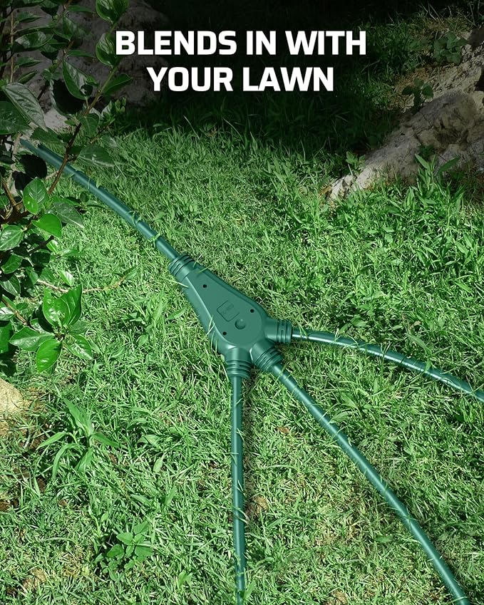 DEWENWILS 25Ft Outdoor Extension Cord Multiple Outlets, Evenly Spaced 3 Outlets Plugs with Safety Cover, 16/3 SJTW Weatherproof Wire for Outdoor String Lights and Holiday Decorations