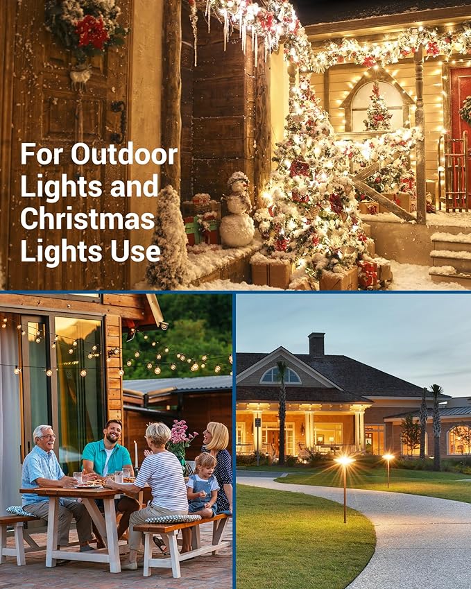 DEWENWILS Outdoor Extension Cord 1 to 3 Splitter, Total 12FT, 13A 125V 1625W 16/3C SJTW Extension Cord Outdoor, Heavy Duty Extension Cord for Holiday Decorations, Outdoor String Light, ETL