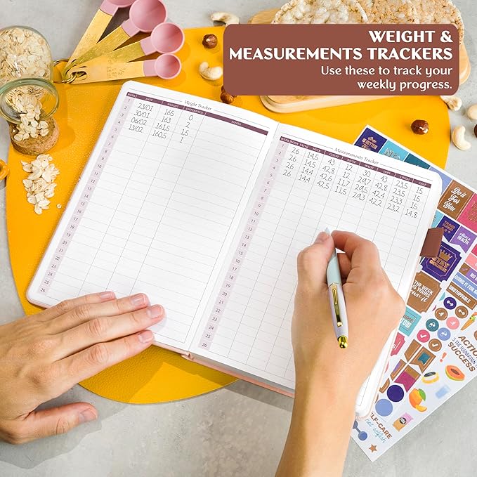 Legend Wellness Planner & Food Journal – Daily Diet & Health Journal with Weight Loss, Measurement & Exercise Trackers – Lifestyle & Nutrition Diary – Lasts 6 Months, A5 size – Rose Gold