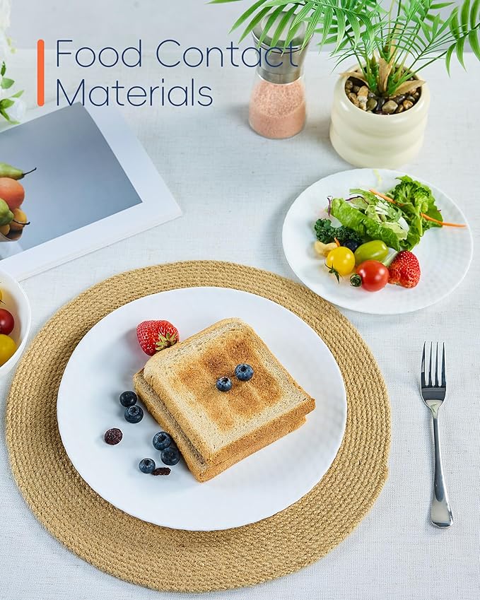 10.5 inch Dinner Plate Set of 6, Light and Durable Opal Glass Geometric Faceted White Dinnerware Plates, Dishwasher and Microwave Safe