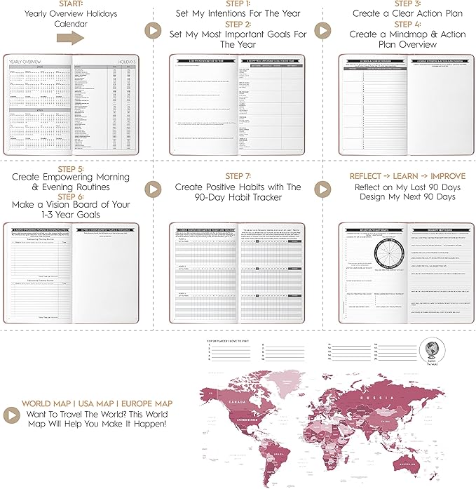 Life & Goal Planner – Undated Daily, Weekly & Monthly Organizer with Habit Tracker, Time Management Tools, and Productivity Journal for Personal Growth and Success