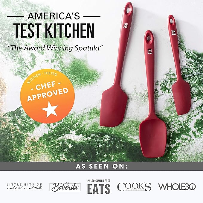 DI ORO Silicone Spatula Set - Rubber Kitchen Spatulas for Baking, Cooking, & Mixing - 600°F Heat-Resistant & BPA Free Silicone Scraper Spatulas for Nonstick Cookware - Dishwasher Safe (4pc, Red)