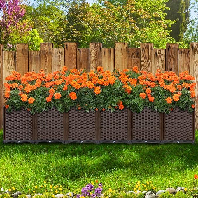 TooCust Extra Deep Rectangular Garden Planter Box - Self Watering Raised Bed 95" L x 16" W x 21" H for Outdoor Plants, Large Elevated Planters for Vegetables, Flowers, Herbs