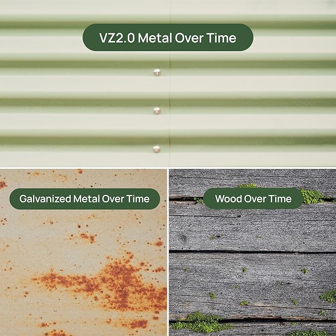 Vego garden Raised Garden Bed Kits, 17" Tall 9 in 1 8ft x 2ft Metal Raised Planter Bed for Vegetables Flowers Ground Planter Box, Sky Blue