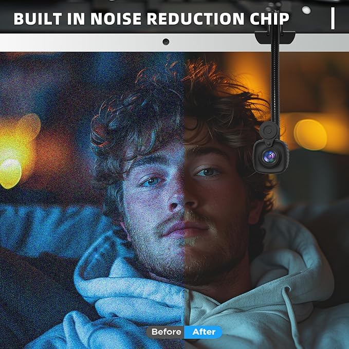 Webcam 4K Eye Center Cam Middle Autofocus Flexible Gooseneck Arm Center Camera Noise-Canceling Mic, USB Plug-and-Play & Privacy CoverZoom/Teams for PC Conferencing, Home Office Work, Remote Calls