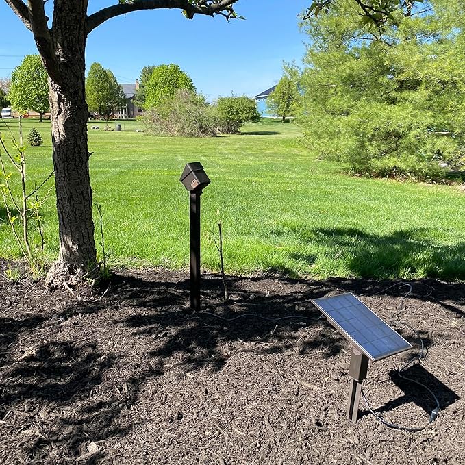 Solar Spot Light Landscape Lighting - 3 Pack of Outdoor Landscaping Light, 500 Lumen Garden or Accent Lighting for House or Trees, Dual Beam Angle, and 3 Light Colors,10ft Cable and Remote Solar Panel