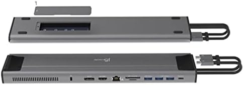 j5create USB C Dual 4K 60Hz Display Docking Station (12-in-1), Built-in M.2 SSD Slot, HDMI, DisplayPort, 10Gbps USB-A, Card Reader, PD 100W, Ethernet, for 2021 MacBook Pro (JCD552)