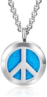 Wild Essentials Peace Sign Necklace Essential Oil Diffuser Kit with Lavender, Lemongrass, Peppermint, Orange Oils, 12 Refill Pads, Calming Aromatherapy Gift Set, Customizable Color Changing, Perfume