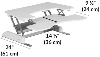 Vari Varidesk Pro Plus 36 Standing Desk Converter – 11 Height Settings + Spring Lift, 2 Tier Design, Keyboard Tray, Fits Desktops 36” Wide x 26.5" Deep – Delivers Fully Assembled (White)