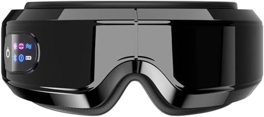 Eye Massager with Airbag Kneading,Constant Temperature Hot Compress, Multi-Frequency Vibration and Bluetooth Music (Black, Large)