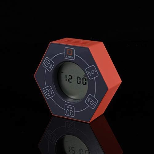 Hexagon Rotating Productivity Clock, Pomodoro Timer with 5,15, 30, 45, 60 Minute Presets, Timer for People with ADHD (Orange)