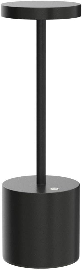 LED Cordless Table Lamps Set of 2,Portable Rechargeable 5000mAh Outdoor Table Lamp,3 Color Stepless Dimming Battery Powered Lamp, Table Light for Dinner/Patio/Restaurant/Bedroom.(Black)