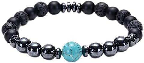 Wild Essentials Turquoise and Hematite Lava Stone Essential Oil Diffuser Bracelet, Expandable up to 8 inches, Aromatherapy Jewelery for Women and Men
