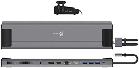 j5create USB C Dual 4K 60Hz Display Docking Station (12-in-1), Built-in M.2 SSD Slot, HDMI, DisplayPort, 10Gbps USB-A, Card Reader, PD 100W, Ethernet, for 2021 MacBook Pro (JCD552)