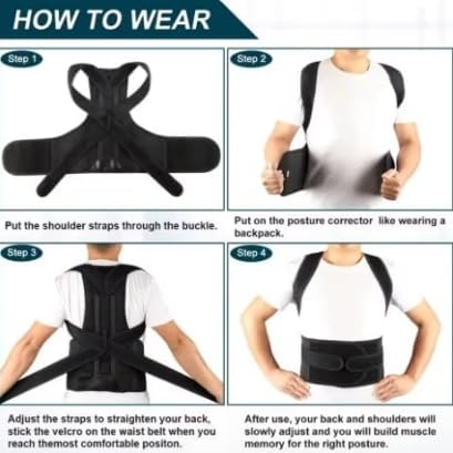 Back Brace Posture Corrector for Men, Back Straightener Posture Corrector, Scoliosis and Hunchback Correction, Adjustable Posture Trainer (Black, Small))