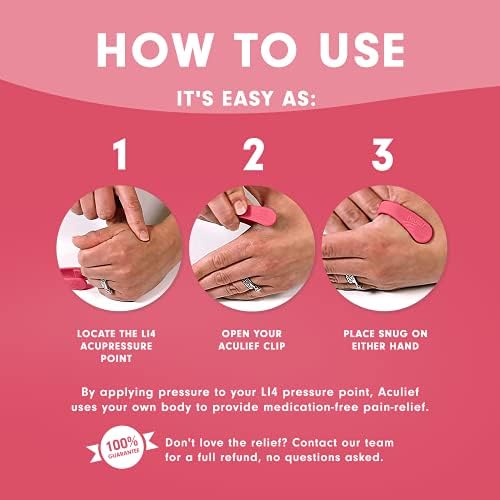 Aculief Acupressure Tension Clip - Discreet Portable Wearable & Nurse Essentials - On-the-Go Stress Management - Regular, Pink