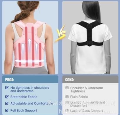 Posture Corrector For Women & Men, Suitable For Indoor And Outdoor Use, Posture Correcting Belt For Hunchback Correction (Pink, Large ())