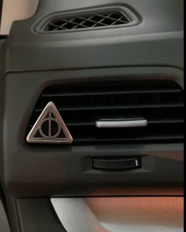 Wild Essentials Potter Hallows Essential Oil Car Vent Diffuser, Stainless Steel Locket Pendant with 8 Color Refill Pads, Customizable Color Changing Air Freshener for Aromatherapy