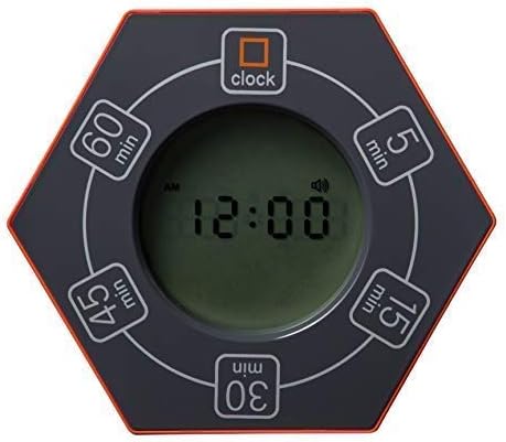 Hexagon Rotating Productivity Clock, Pomodoro Timer with 5,15, 30, 45, 60 Minute Presets, Timer for People with ADHD (Orange)