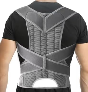 Back Brace Posture Corrector for Men,Back Straightener Posture Corrector, Scoliosis and Hunchback Correction, Adjustable Posture Trainer (Grey, Medium))