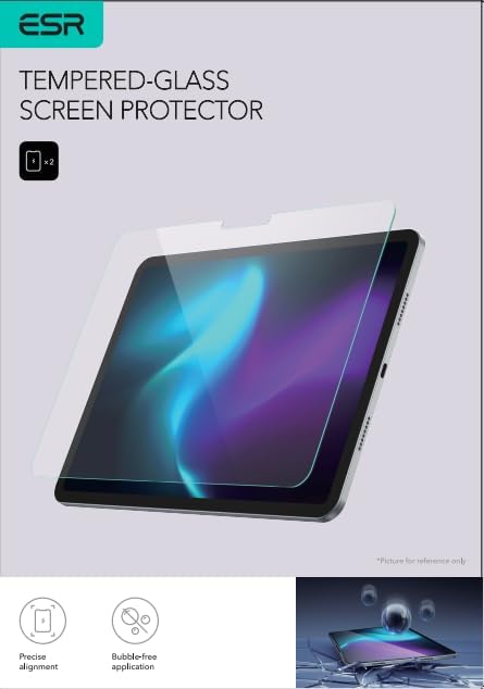 ESR 2 Pack Screen Protector for iPad Air 11 Inch M3/M2 (7th/6th Generation, 2025/2024), 9H Tempered Glass Film with Easy Application Tray, Scratch Resistant, Bubble Free, HD Clarity, Touch Sensitive