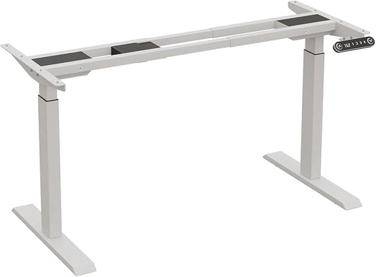 Bilbil Dual Motor Electric Standing Desk Frame - Adjustable Height Workstation for Home and Office, Fits 48'' to 70'' Desktops (White Frame)