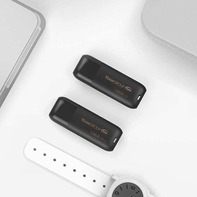 TEAMGROUP C175 128GB 5 Pack USB 3.2 Gen 1 (USB 3.1/3.0) Read 100MB/s Flash Thumb Drive, External Data Storage Memory Stick Compatible with Computer/Laptop Matte Black TC1753128GB21