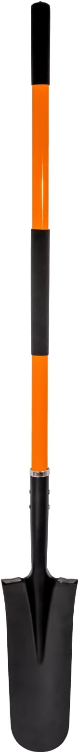 Heavy Duty Shovel with Fiberglass Handle for Digging and Gardening, Metal, 58 Inches