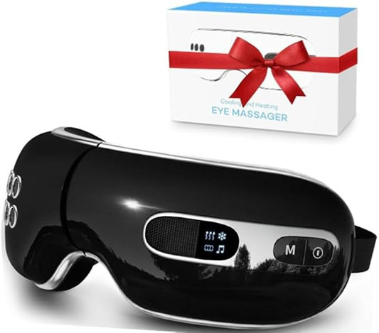 Eye Massager with Heat and Cooling for Migraines, Dry Eyes, Dark Circles, Bluetooth Music Heat Cold Eye Massager Mask Improve Sleeping Birthday Gifts for Women Men