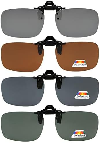 Eyekepper 4 Pack Flip-up Clip-On Sunglasses 59x39 MM Metal Wear Over Glasses