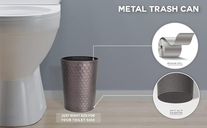 zccz Bathroom Accessory Set - 6 pcs Bronze Bathroom Accessories Set with Trash Can, Toothbrush Holder, Toothbrush Cup, Soap Dispenser, Soap Dish, Toilet Brush with Holder - Accessoire Salle de Bain