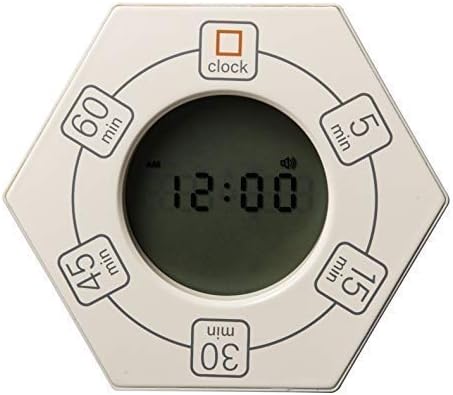 Hexagon Rotating Productivity Clock, Pomodoro Timer with 5,15, 30, 45, 60 Minute Presets, Timer for People with ADHD (White)