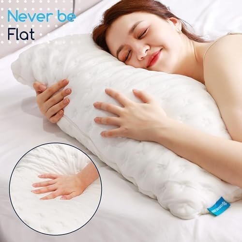 Cooling Side Sleeper Pillow for Neck and Shoulder Pain, Luxury Shredded Memory Foam Curved Bed Pillows for Sleeping Set of 1- Adjustable Queen Size- Washable Cover Original White