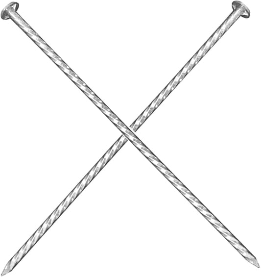 40 Pack - 10" Solid Galvanized Non-Rust Metal Garden Stakes, Spiral Landscape Edging Spikes/Anchors, for Paver Edging, Weed Barriers, Turf, House Construction, Carpentry Nail, Tent, Anchoring Spikes