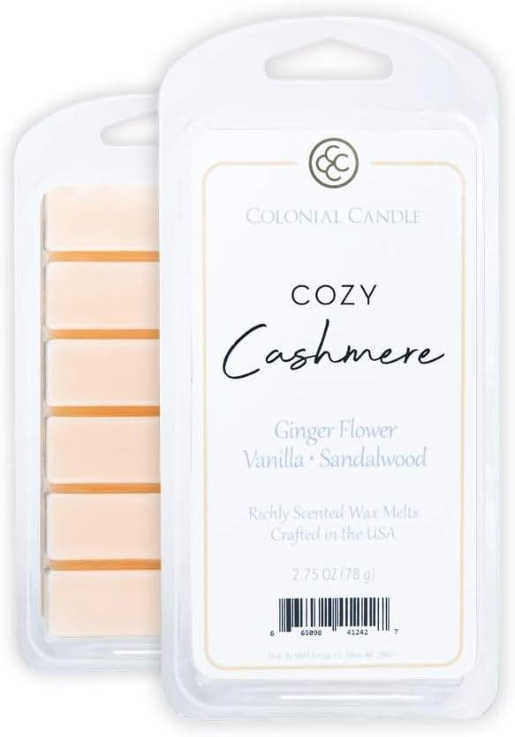 Colonial Candle Cozy Cashmere Scented Wax Melts, Wax Melt Warmer Cubes, Long Lasting Scented Wax Warmer Cubes, 4 Pack, 6 Cubes Each - Made in The USA