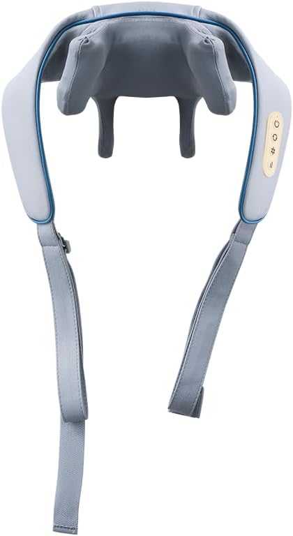 Trapezius Massager for Neck Shoulder & Back Pain Relief - 3D Kneading Heating Pad with 2 Massage Modes, Adjustable Strap for Office/Home Use