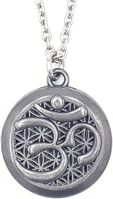 Wild Essentials Pewter Aum Essential Oil Diffuser Necklace Gift Set with Inner Calm & Relax Oils – Nickel Free Alloy Pendant with 12 Color Pads – USA Made Oils & Perfume Necklace – Family Company