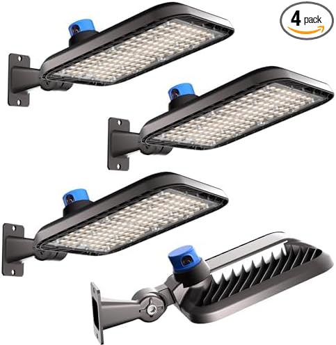 Lightdot 150W LED Parking Lot Area Light (21000Lm Eqv 600W HPS) 5000K Adjustable Arm Mount LED Shoebox Lights with Dusk to Dawn for Parking Lot-4Pack(Coverage: 36~65Ft at Height:16~30Ft)