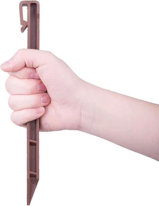 10" Inch Plastic Landscape Edging Spikes, Anchoring Spikes for Paver Edging, Weed Barriers, Turf, Tent, Weed Barrier, Timber, Carpentry, Tent etc. (25 PC, Brown)