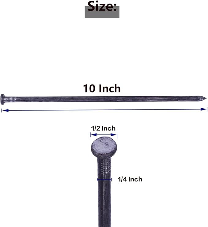 HOT SEAL Landscape Spikes 10 Inch 50 Counts Metal Landscape Edging Anchoring Spikes, Heavy Duty Nails for Artificial Turf Spike, Paver Edging, Timber Carpentry, Weed Barrier, Tent Pegs, More
