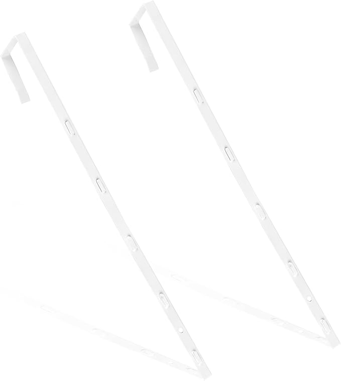 1 Pair Over The Door Mirror Hanger, 14 Inch/36cm Size Mirror Door Hanger with 4 Adjustable Holes (Fits Hole-Mounted Mirrors), Easy to Install – White Color, Mirrors Not Included