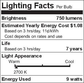 SYLVANIA ECO LED Light Bulb, A19 60W Equivalent, Efficient 9W, 7 Year, 750 Lumens, 2700K, Non-Dimmable, Frosted, Soft White - 8 Count (Pack of 1) (40821)