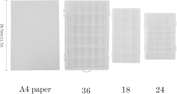 OALCQ Craft Organizers And Storage Box 18 Grids Clear Plastic Bead Organizer With Dividers, Clear Craft Storage for Beads, Earrings, Pills, Jewelry, Screws, Seeds, Small Parts, Hair Ties