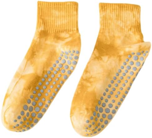 Non-Slip Pilates Yoga Socks with Grips for Women - Stylish Crew Socks for Barre, Ballet, and Workout (Size 5-9)
