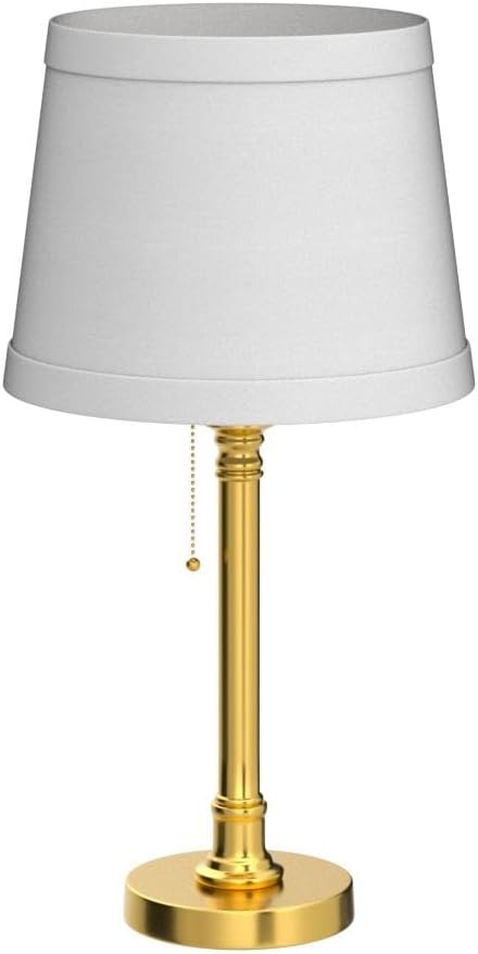 Oneach Modern Gold Brass Table Lamp Set of 2 for Bedroom Living Room 19.5'' Traditional Bedside Desk Nightstand Buffet Candlestick Samll Lamps with White Drum Shade